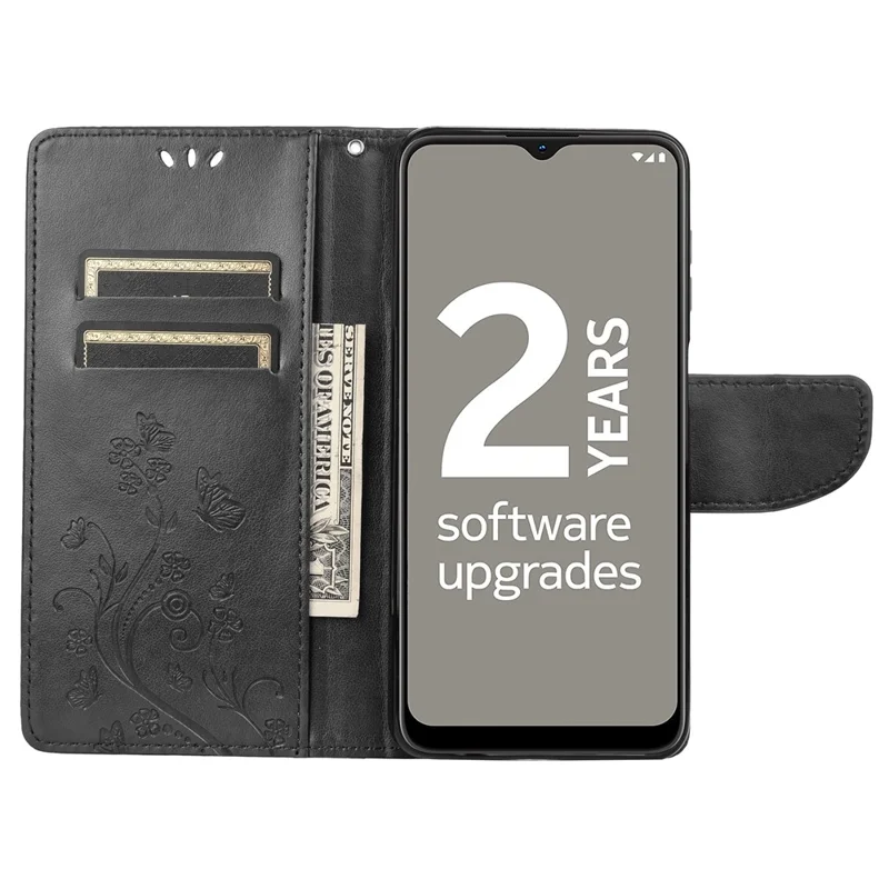 Butterflies Imprinted Wallet Phone Case for Nokia G21 Shockproof Folio Flip Cover Stylish Leather Phone Shell with Stand - Black