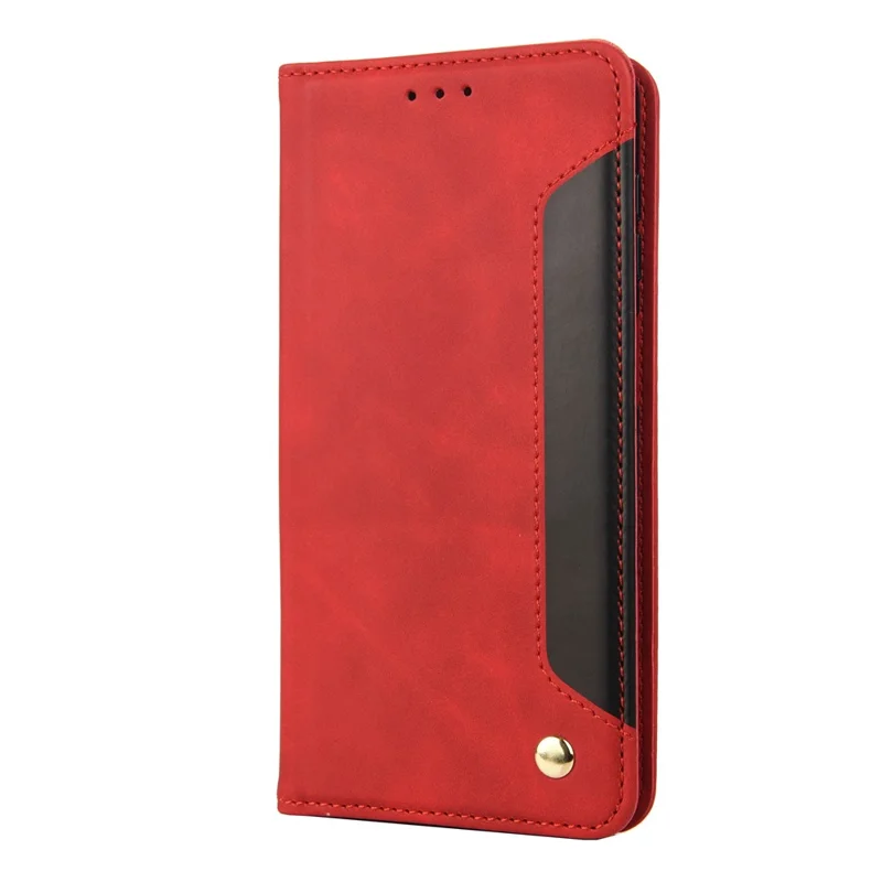 Business Style Wallet Phone Case for Nokia G21 Shockproof Stand Folio Flip Cover Splicing Leather Shell with Wallet - Red