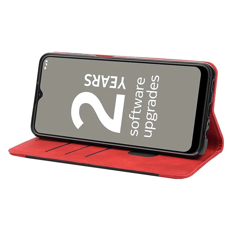 Business Style Wallet Phone Case for Nokia G21 Shockproof Stand Folio Flip Cover Splicing Leather Shell with Wallet - Red