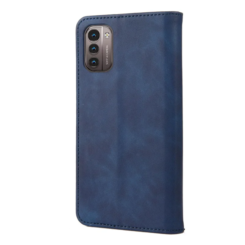 Business Style Wallet Phone Case for Nokia G21 Shockproof Stand Folio Flip Cover Splicing Leather Shell with Wallet - Blue