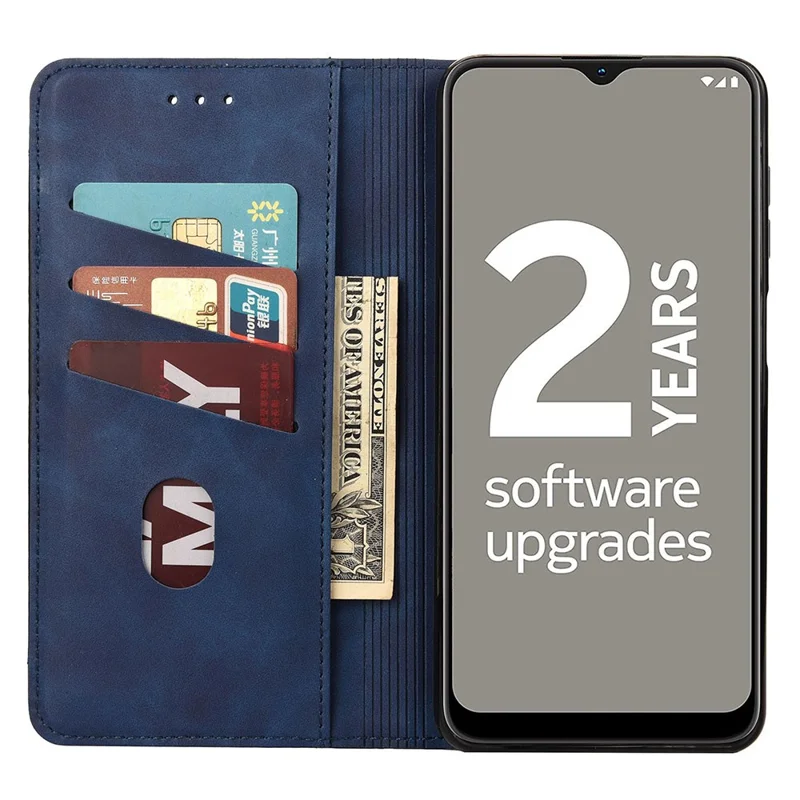 Business Style Wallet Phone Case for Nokia G21 Shockproof Stand Folio Flip Cover Splicing Leather Shell with Wallet - Blue