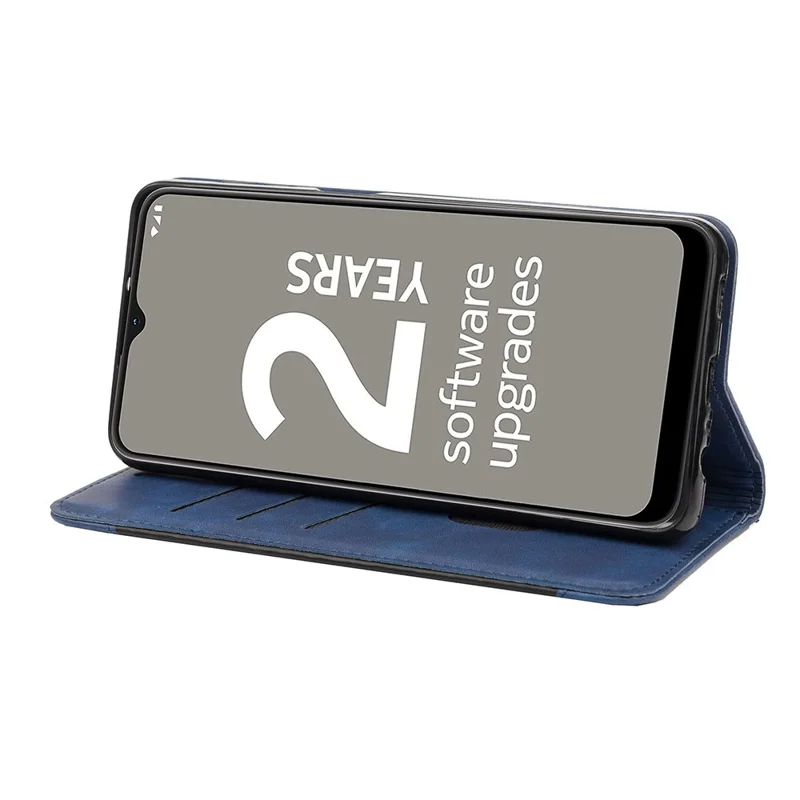 Business Style Wallet Phone Case for Nokia G21 Shockproof Stand Folio Flip Cover Splicing Leather Shell with Wallet - Blue