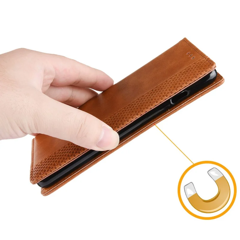 Pour Nokia G21 / G11 Vintage Mosaic Imprinted Flip Leather Case Stand Bookstyle Magnetic Auto-absorbed Wallet Cover - Marron