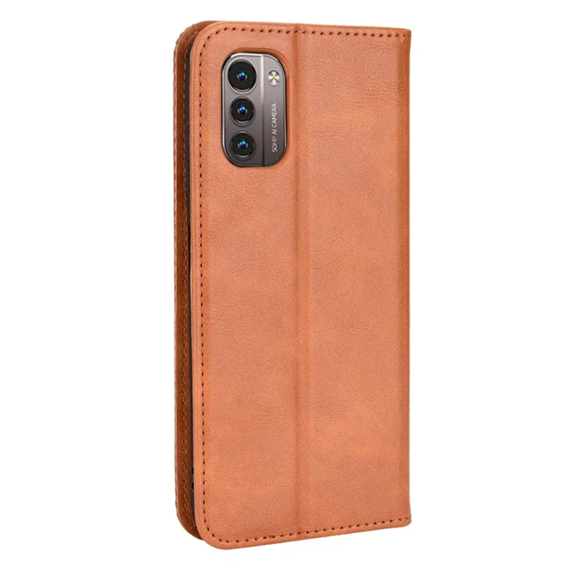 Pour Nokia G21 / G11 Vintage Mosaic Imprinted Flip Leather Case Stand Bookstyle Magnetic Auto-absorbed Wallet Cover - Marron