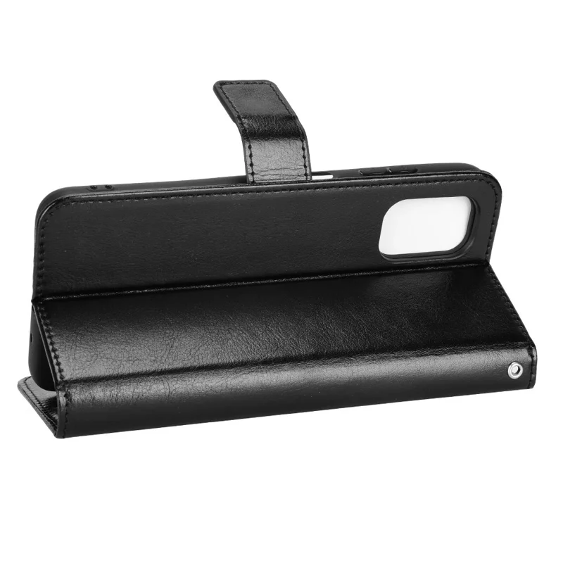 For Nokia G21 / G11 PU Leather Flip Case Crazy Horse Texture Stand Magnetic Closure Wallet Phone Shell with Strap - Black