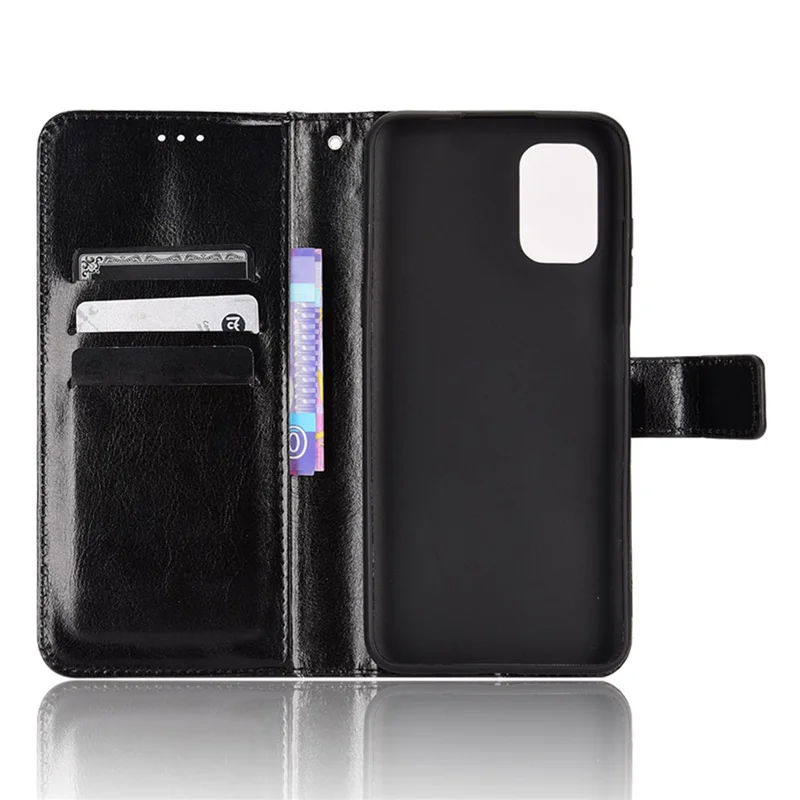For Nokia G21 / G11 PU Leather Flip Case Crazy Horse Texture Stand Magnetic Closure Wallet Phone Shell with Strap - Black