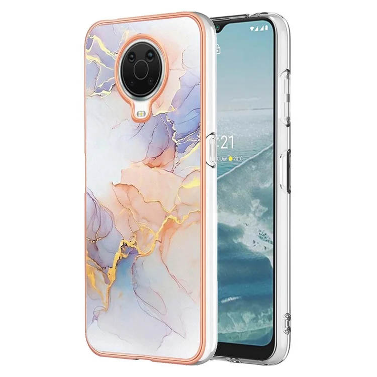 For Nokia G20 / G10 Case with IMD Marble Flower Pattern TPU Mobile Back Cover - Milky Way Marble White