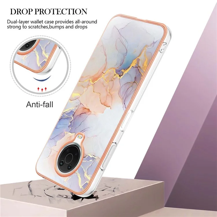 For Nokia G20 / G10 Case with IMD Marble Flower Pattern TPU Mobile Back Cover - Milky Way Marble White
