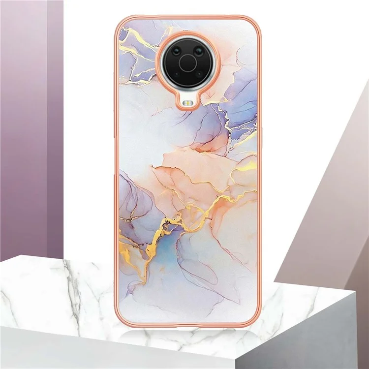 For Nokia G20 / G10 Case with IMD Marble Flower Pattern TPU Mobile Back Cover - Milky Way Marble White