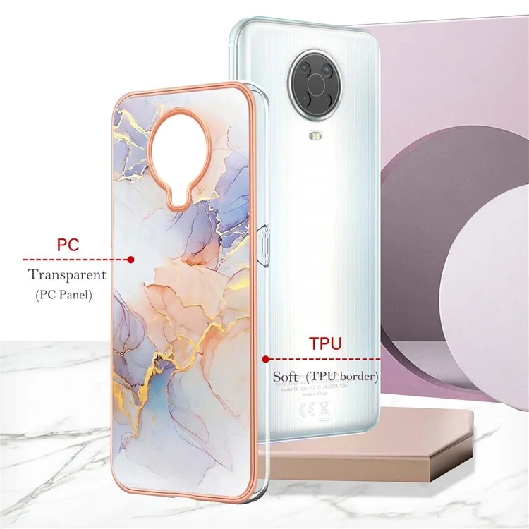 For Nokia G20 / G10 Case with IMD Marble Flower Pattern TPU Mobile Back Cover - Milky Way Marble White