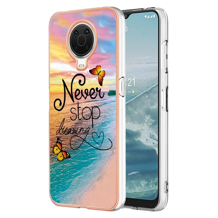 For Nokia G20 / G10 Case with IMD Marble Flower Pattern TPU Mobile Back Cover - Never Stop Dreaming