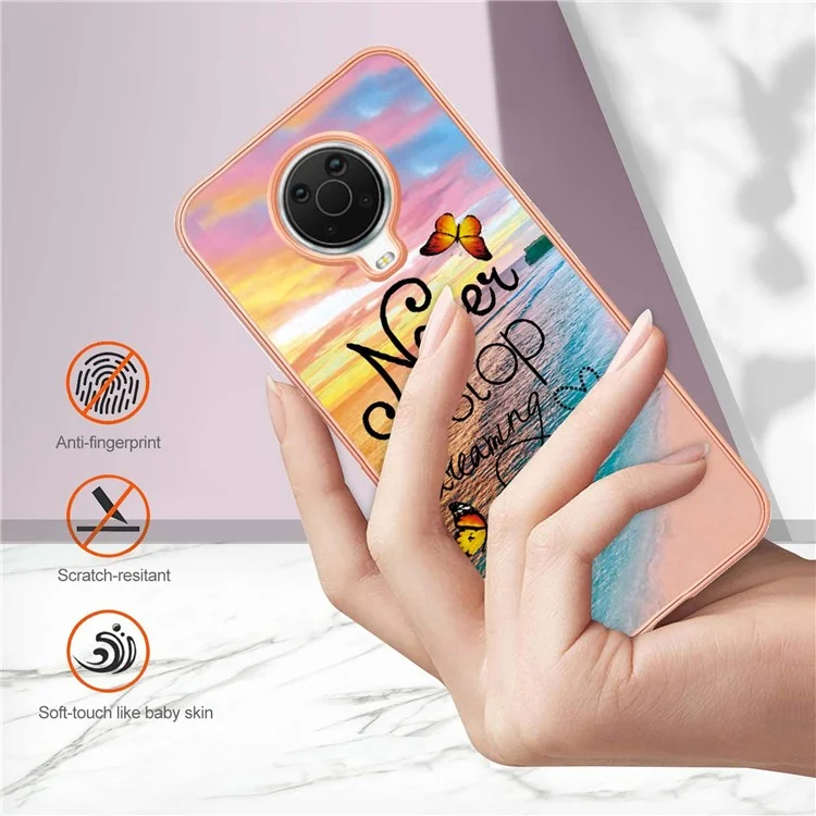 For Nokia G20 / G10 Case with IMD Marble Flower Pattern TPU Mobile Back Cover - Never Stop Dreaming