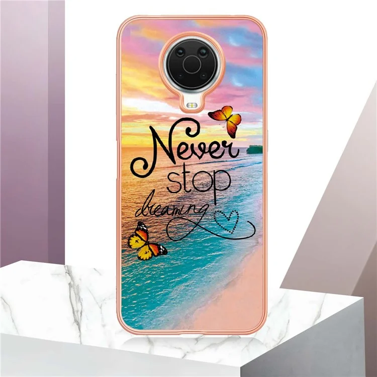 For Nokia G20 / G10 Case with IMD Marble Flower Pattern TPU Mobile Back Cover - Never Stop Dreaming