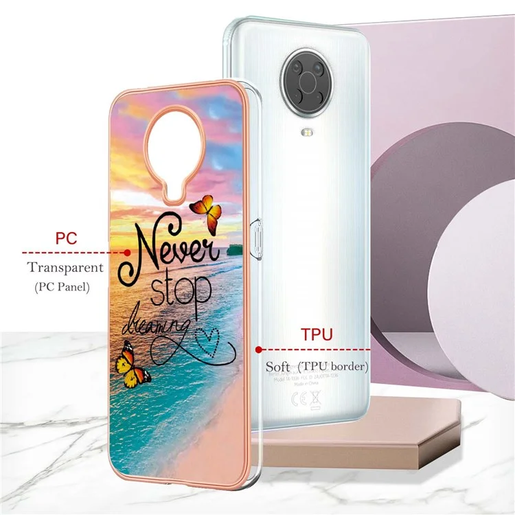 For Nokia G20 / G10 Case with IMD Marble Flower Pattern TPU Mobile Back Cover - Never Stop Dreaming