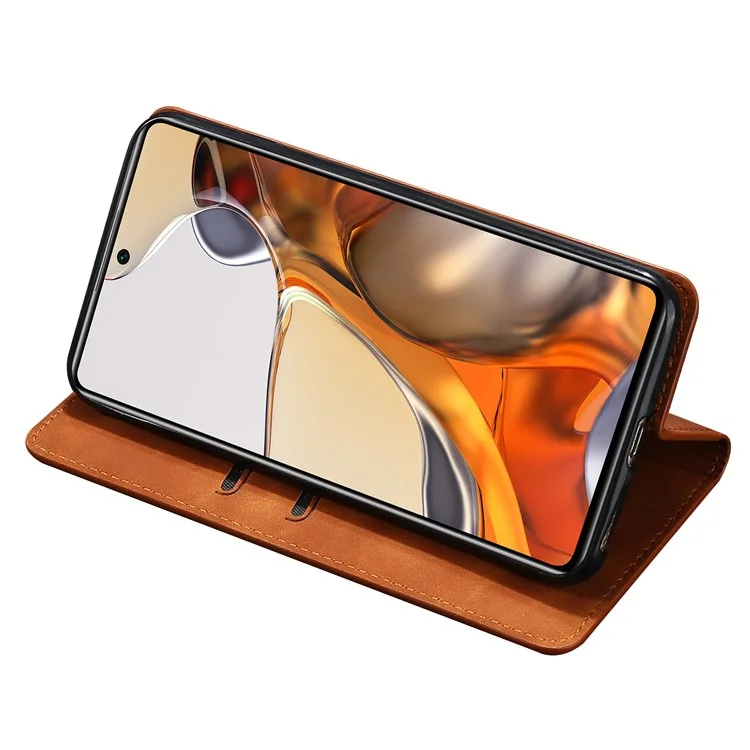 Phone Case for Google Pixel 7 5G Shockproof Folio Flip Cover PU Leather Protective Case with Stand - Light Brown