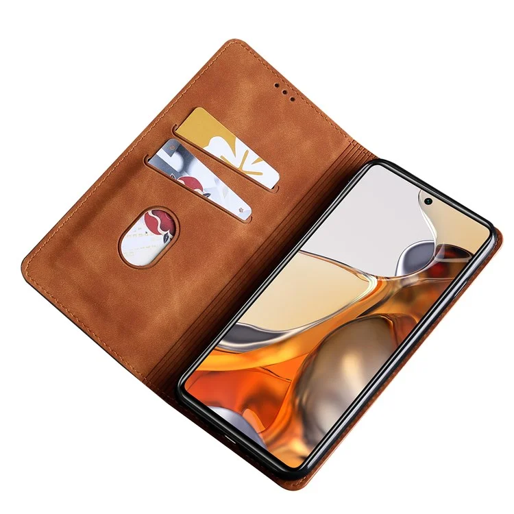 Phone Case for Google Pixel 7 5G Shockproof Folio Flip Cover PU Leather Protective Case with Stand - Light Brown