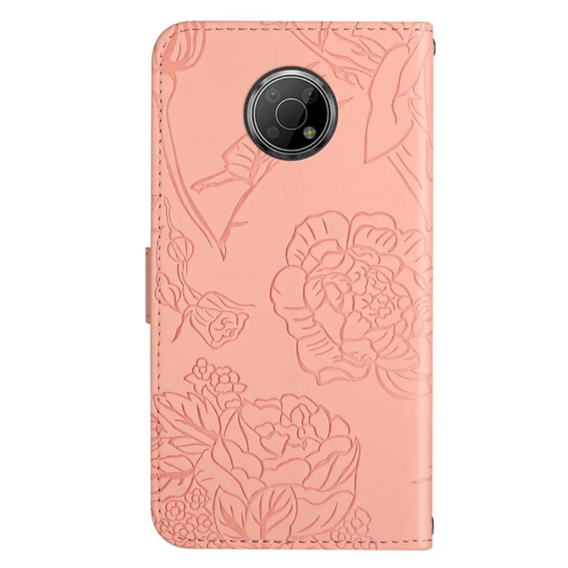 Phone Leather Case Bag for Nokia G300, Skin-touch PU Leather Imprinting Pattern Design Hands-free Stand Wallet Phone Cover with Shoulder Strap - Pink