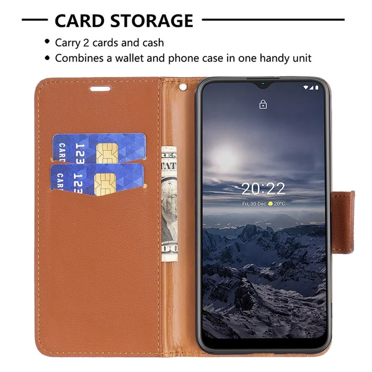BF Leather Case Series-3 para Nokia G11/G21 Funda de teléfono móvil Textura de piel de lagarto Cubierta de cuero PU Funda de cartera Protección total del teléfono con soporte - Marrón