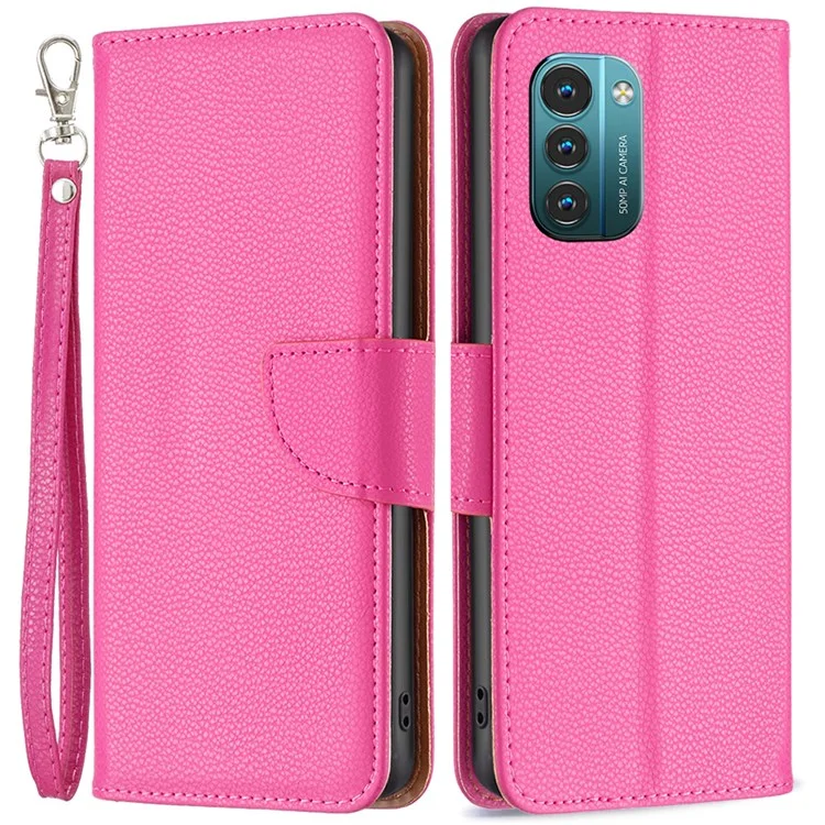 BF Leather Case Series-3 Para Nokia G11/G21 Case de Teléfonos Celulares Litchi Textura PU Cubierta de Cuero Billetera de Teléfono Bien Protegido Con Soporte - Rosa