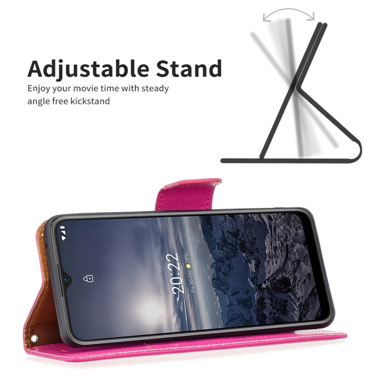 BF Leather Case Series-3 Para Nokia G11/G21 Case de Teléfonos Celulares Litchi Textura PU Cubierta de Cuero Billetera de Teléfono Bien Protegido Con Soporte - Rosa