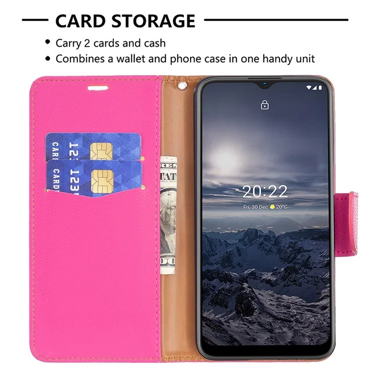 BF Leather Case Series-3 Para Nokia G11/G21 Case de Teléfonos Celulares Litchi Textura PU Cubierta de Cuero Billetera de Teléfono Bien Protegido Con Soporte - Rosa