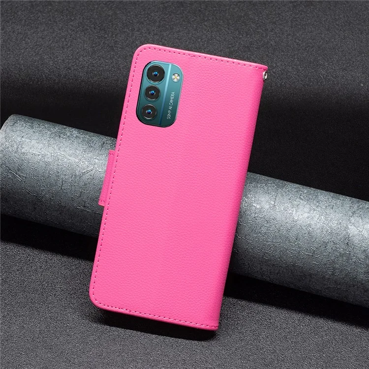 BF Leather Case Series-3 Para Nokia G11/G21 Case de Teléfonos Celulares Litchi Textura PU Cubierta de Cuero Billetera de Teléfono Bien Protegido Con Soporte - Rosa