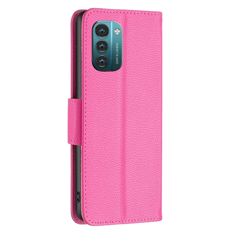 BF Leather Case Series-3 Para Nokia G11/G21 Case de Teléfonos Celulares Litchi Textura PU Cubierta de Cuero Billetera de Teléfono Bien Protegido Con Soporte - Rosa