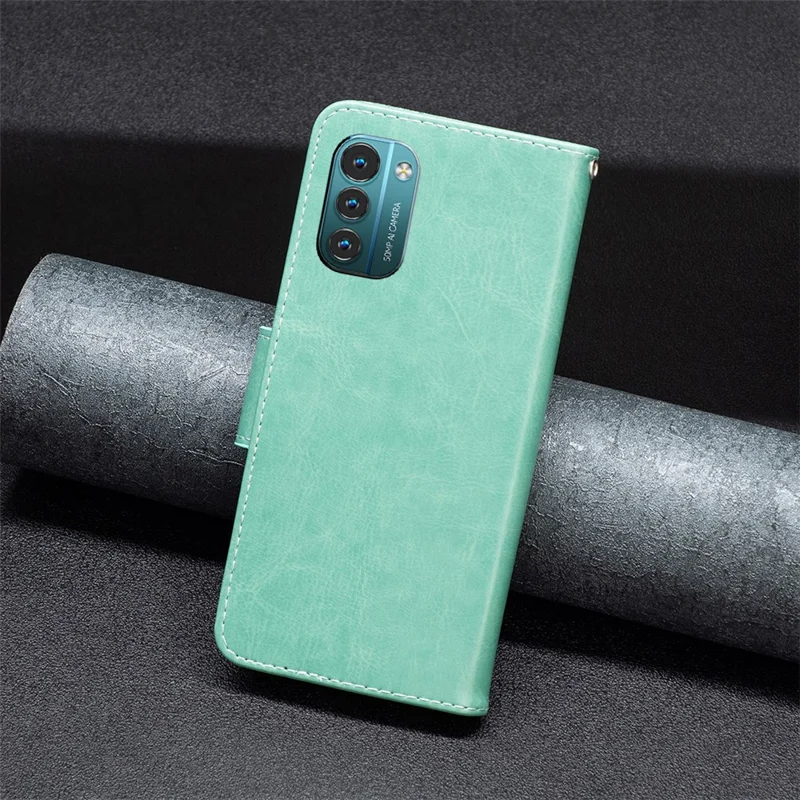 Para Nokia G11/G21 BF Imprimindo Padrões Série 4 Série 4 Butterflies Caso de Armazenamento Impressão da Carteira de Proteção Full Style Shell Shell - Verde