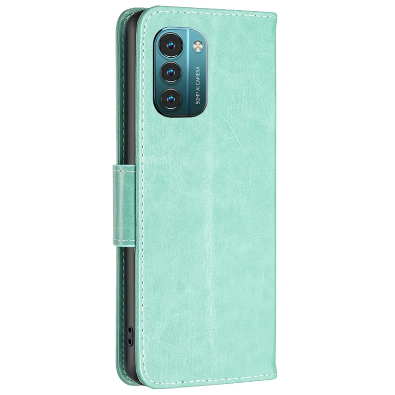 Para Nokia G11/G21 BF Imprimindo Padrões Série 4 Série 4 Butterflies Caso de Armazenamento Impressão da Carteira de Proteção Full Style Shell Shell - Verde
