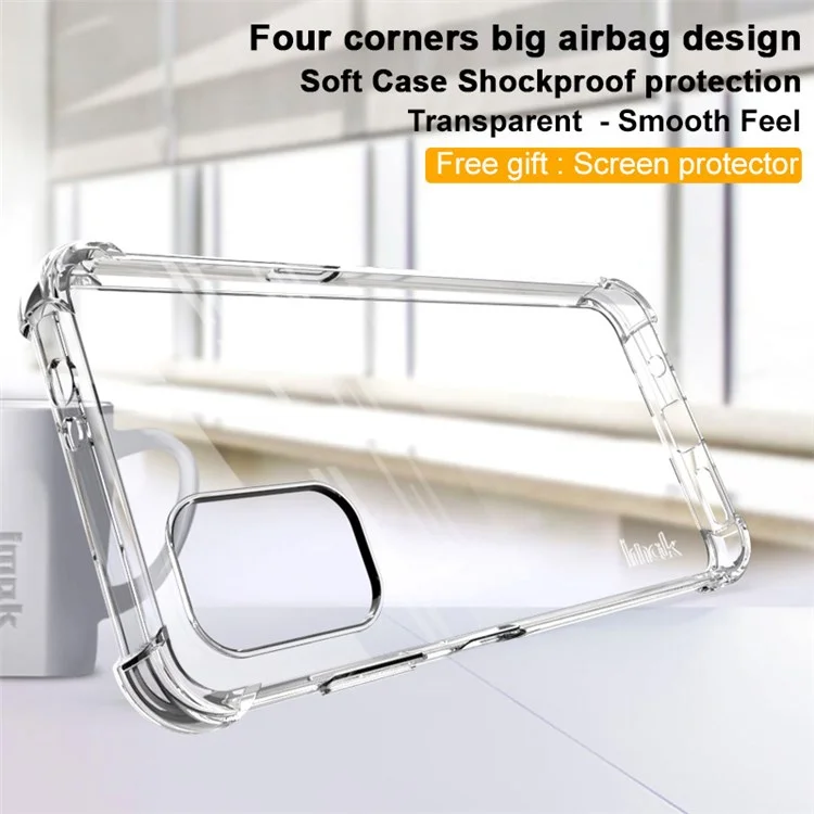 IMAK Airbag Drop-proof Case for Nokia G11/G21, Anti-scratch Wear-resistant Transparent Soft TPU Phone Cover with Screen Film - Transparent