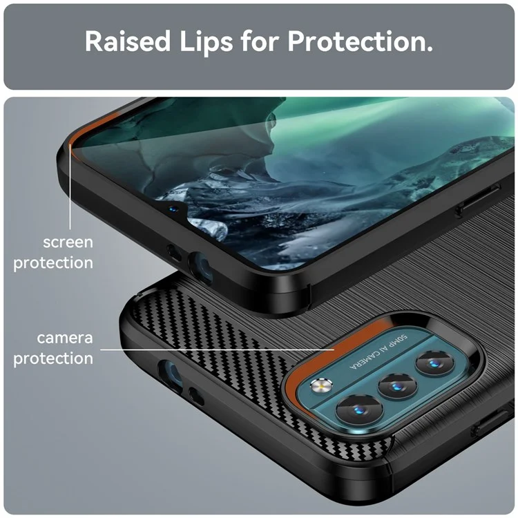 For Nokia G21/G11 Brushed Carbon Fiber Texture TPU Back Case Phone Drop-proof Cover - Black