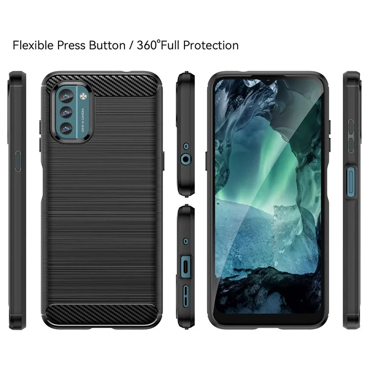 For Nokia G21/G11 Brushed Carbon Fiber Texture TPU Back Case Phone Drop-proof Cover - Black