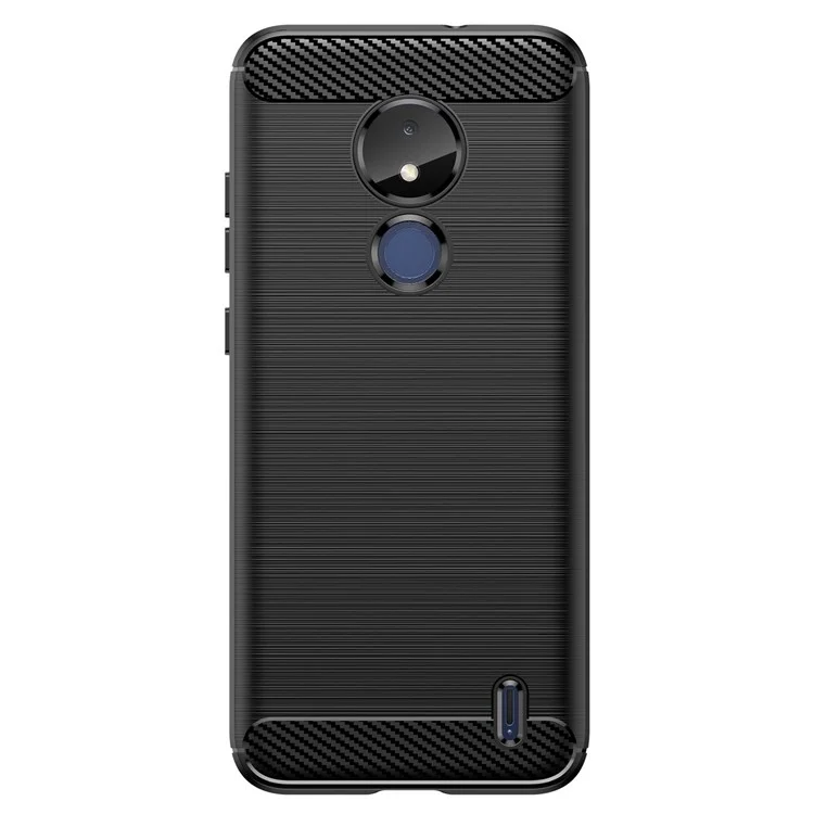 Pour Nokia C21 Brushed Carbon Fiber Texture Flexible TPU Case Mobile Phone Protective Cover - Noir