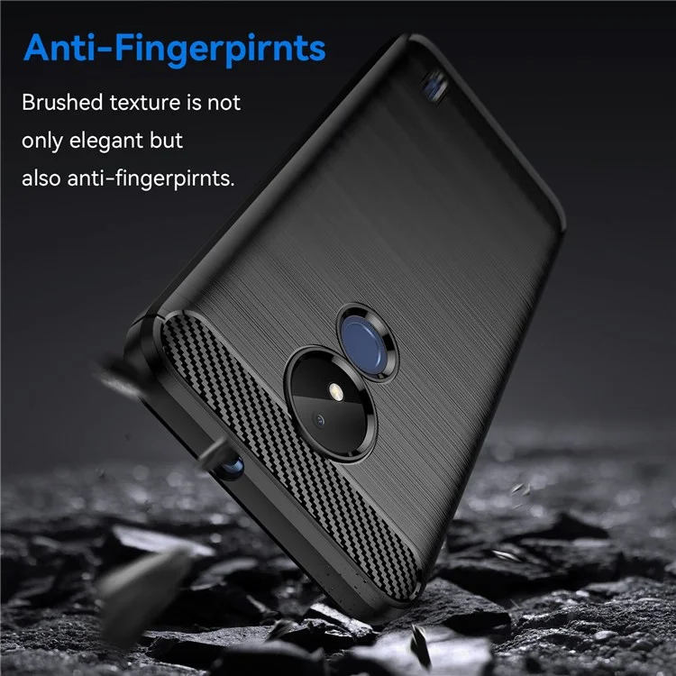 Pour Nokia C21 Brushed Carbon Fiber Texture Flexible TPU Case Mobile Phone Protective Cover - Noir