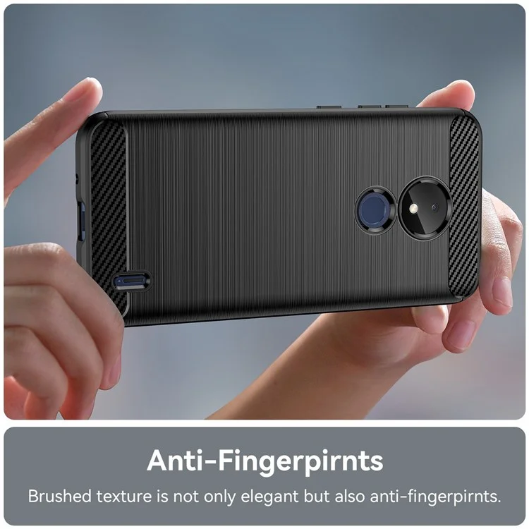 Pour Nokia C21 Brushed Carbon Fiber Texture Flexible TPU Case Mobile Phone Protective Cover - Noir