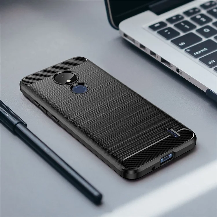 Pour Nokia C21 Brushed Carbon Fiber Texture Flexible TPU Case Mobile Phone Protective Cover - Noir