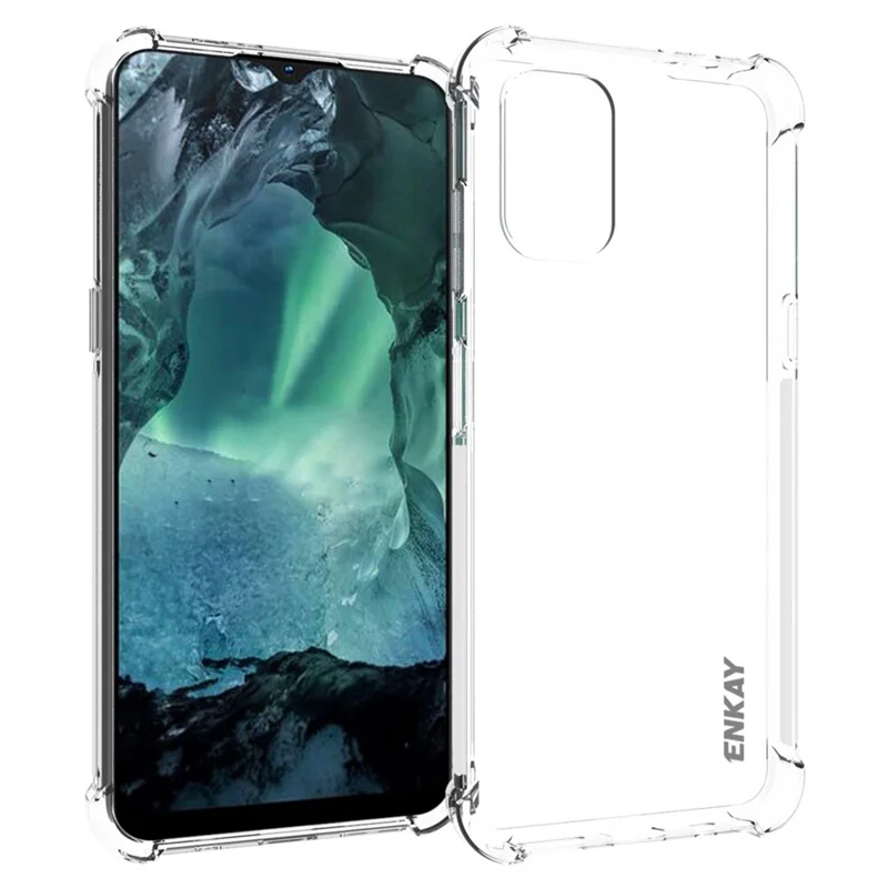 ENKAY HAT PRINCE til Nokia G21/G11 Tykkere Hjørner Anti-drop Gennemsigtig TPU Cover Telefon Bagdæksel med Anti-rutsch Kantstribe