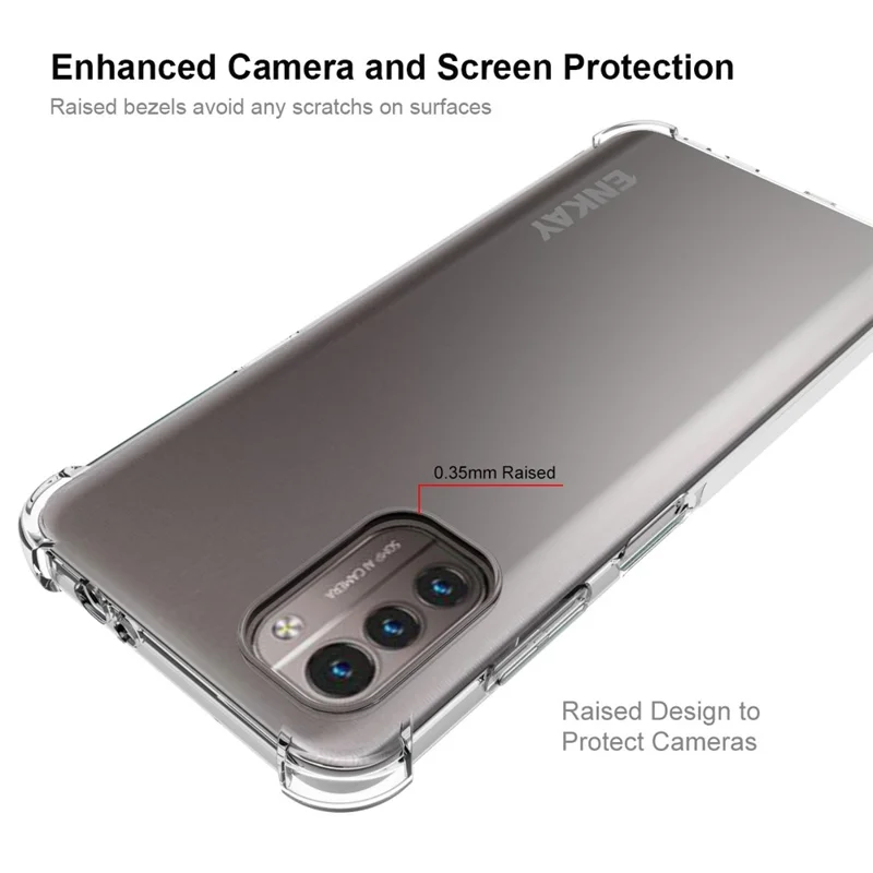 ENKAY HAT PRINCE til Nokia G21/G11 Tykkere Hjørner Anti-drop Gennemsigtig TPU Cover Telefon Bagdæksel med Anti-rutsch Kantstribe