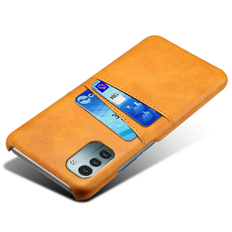 For Nokia G21/G11 Multipurpose Card Slots Phone Protector PU Leather Coated Hard PC Cover Case Shell - Orange