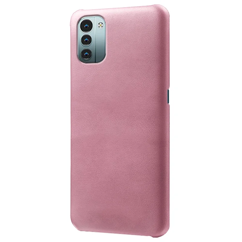For Nokia G21/G11 Phone Cover Scratch-resistant Textured PU Leather Coated PC Phone Case - Rose Gold