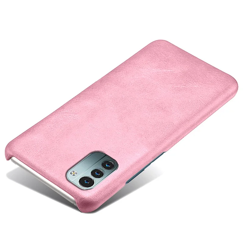 For Nokia G21/G11 Phone Cover Scratch-resistant Textured PU Leather Coated PC Phone Case - Rose Gold