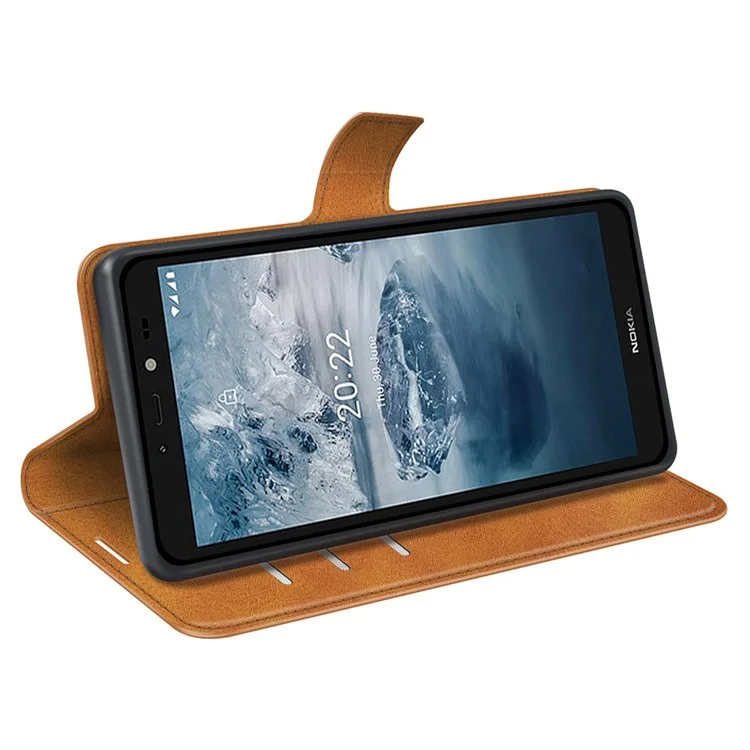Para Nokia C2 2a Edición Square Magnetic Cuase Magnetic PU Cuero De Cuero Folio Flip Case Fundación A Prueba De Choque - Amarillo