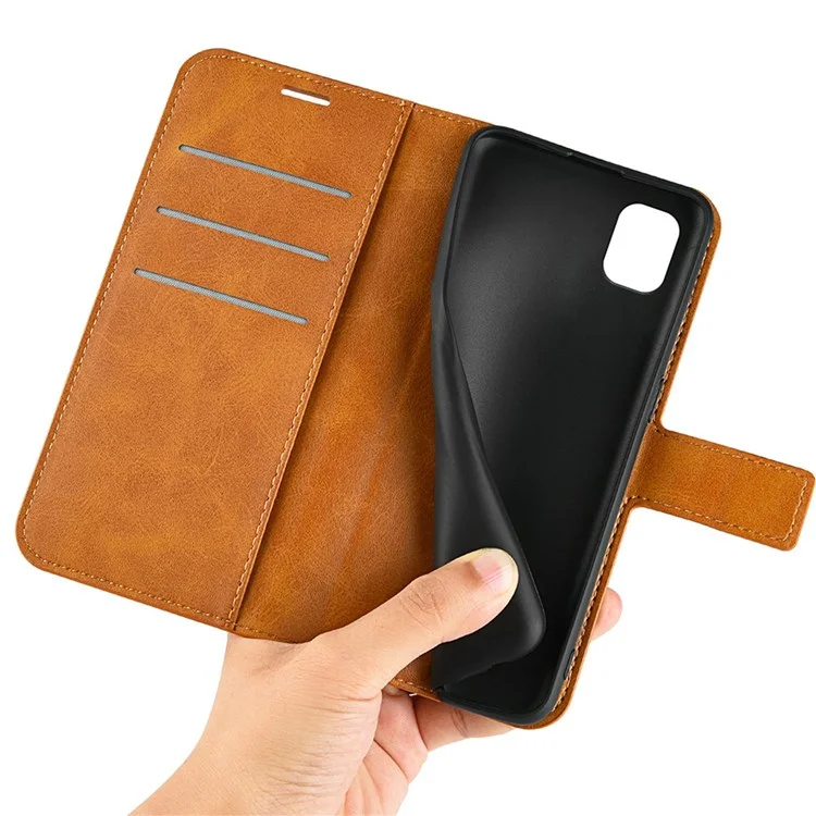 Para Nokia C2 2a Edición Square Magnetic Cuase Magnetic PU Cuero De Cuero Folio Flip Case Fundación A Prueba De Choque - Amarillo