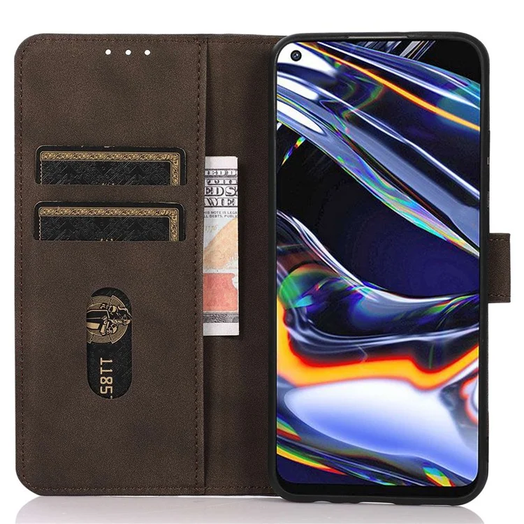 KHAZNEH for Nokia C21 Plus Full Coverage Phone Cover Anti-scratch Textured PU Leather Wallet Stand Phone Case Well-protected Cell Phone Shockproof Shell with Card Holder - Brown