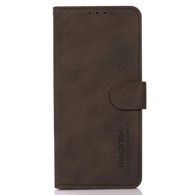 KHAZNEH for Nokia C21 Plus Full Coverage Phone Cover Anti-scratch Textured PU Leather Wallet Stand Phone Case Well-protected Cell Phone Shockproof Shell with Card Holder - Brown