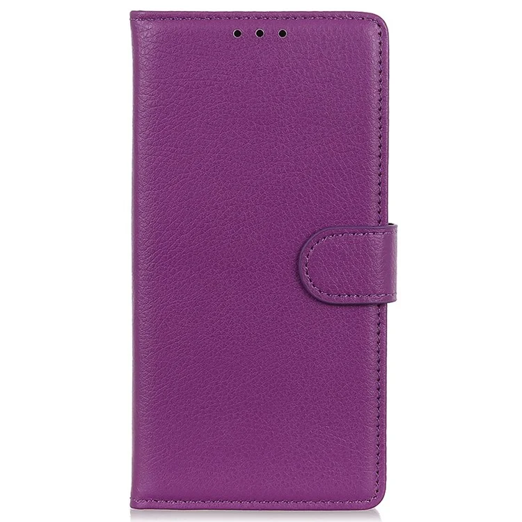 Pour Nokia C21 Plus Litchi Texture Wallet Case PU Leather Stand Magnetic Drop Protection Shockproof Cover - Purple