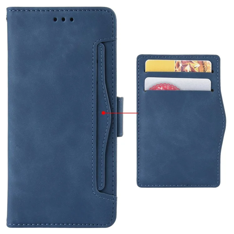 Protective Case for Nokia C21 Plus Folio Flip Anti-drop Wallet Style Phone Cover PU Leather Case with Multiple Card Slots - Blue