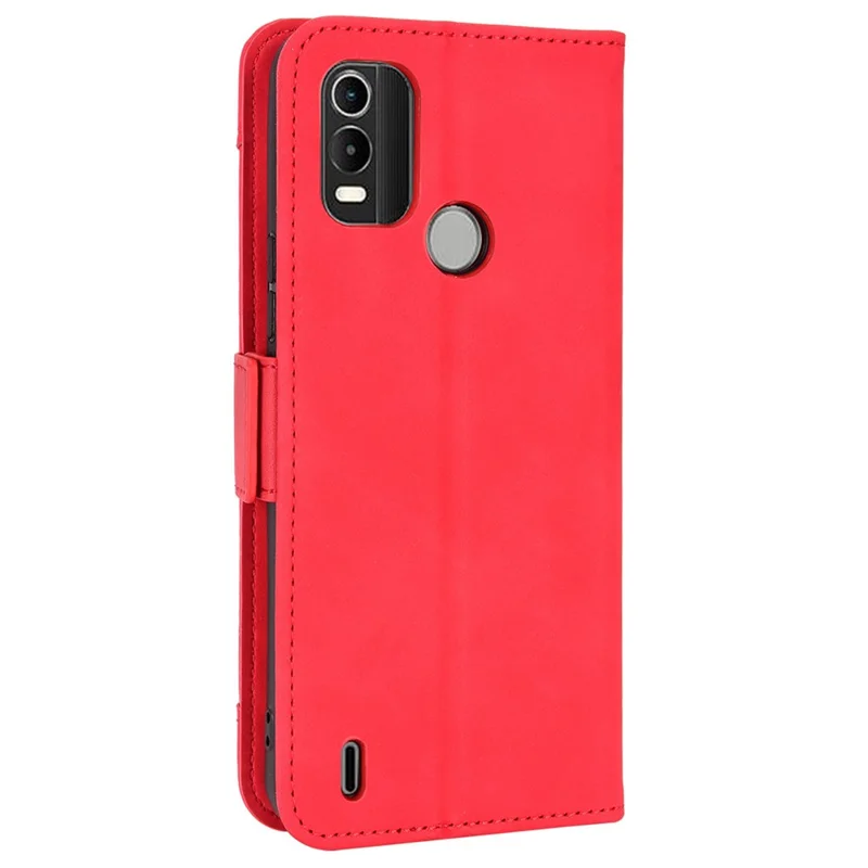 Protective Case for Nokia C21 Plus Folio Flip Anti-drop Wallet Style Phone Cover PU Leather Case with Multiple Card Slots - Red