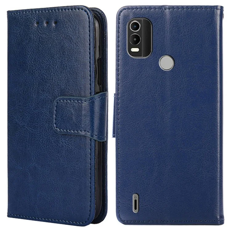 For Nokia C21 Plus Drop-proof Mobile Phone Cover Wear Resistant PU Leather Flip Case Wallet Stand Protective Shell - Sapphire