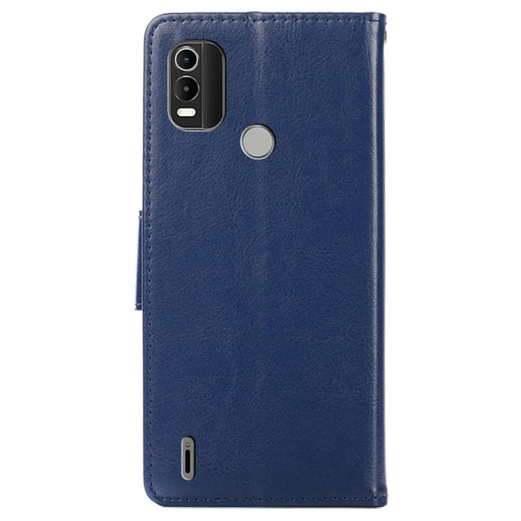 For Nokia C21 Plus Drop-proof Mobile Phone Cover Wear Resistant PU Leather Flip Case Wallet Stand Protective Shell - Sapphire